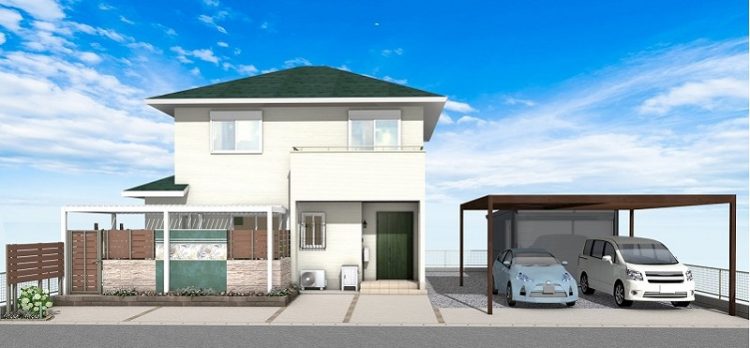 ハマニグリーンパーク　タカショーパティオムーヴのあるプラン 　昼全景