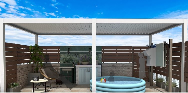 ハマニグリーンパーク　タカショーパティオムーヴのあるプラン 　昼室内より