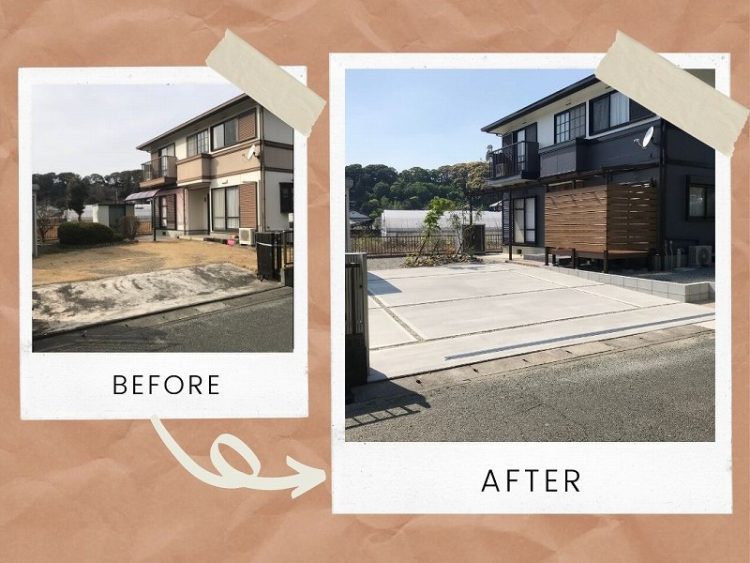 駐車場とアコーディオン門扉