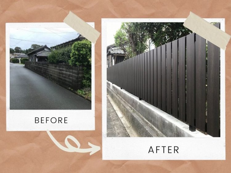 お庭のリフォーム工事　フェンスや人工芝、駐車場をコンクリートに！