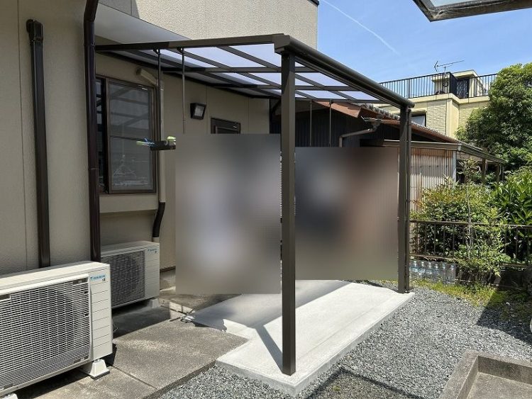 築30年の外構をプチリフォーム　洗濯物干し場　テラス屋根　浜松市外構工事
