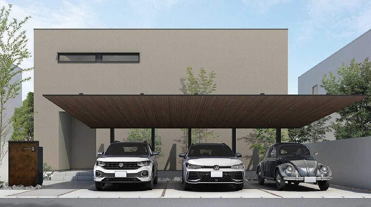 プレーンルーフ後方支持タイプで敷地を有効活用！