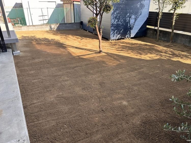 天然芝貼り　サバ土敷き１