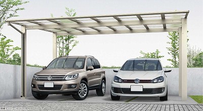 シンプルで耐風強度のあるカーポート　YKK　エフルージュツインFIRST　浜松市