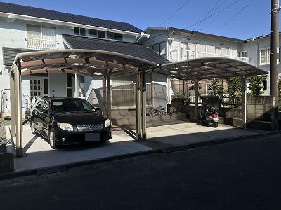 カーポート施工例　横連棟で1台分追加しました　浜松市浜北区