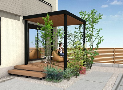 人気カーポート　テラス　Uスタイルアゼスト　カーポートSC　ナチュレ　浜松市浜北区小林1220-1　ハマニグリーンパーク展示場