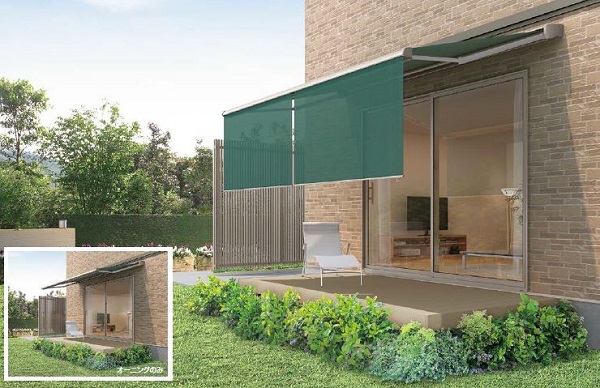 暑い日差しを遮るオーニング（日除け）省エネにもなります