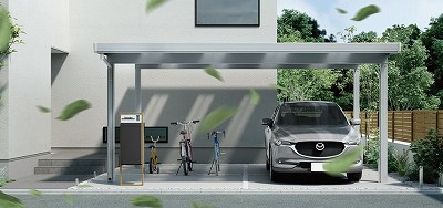 強風に負けない強さを追求したカーポート　ＬＩＸＩＬカーポートＳＷ　浜松市ハマニグリーンパーク